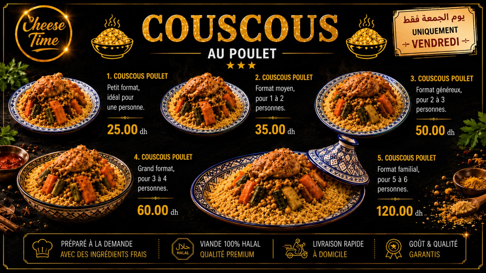 Menu Couscous au poulet