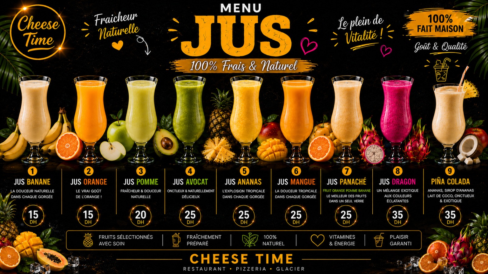 Menu Jus frais