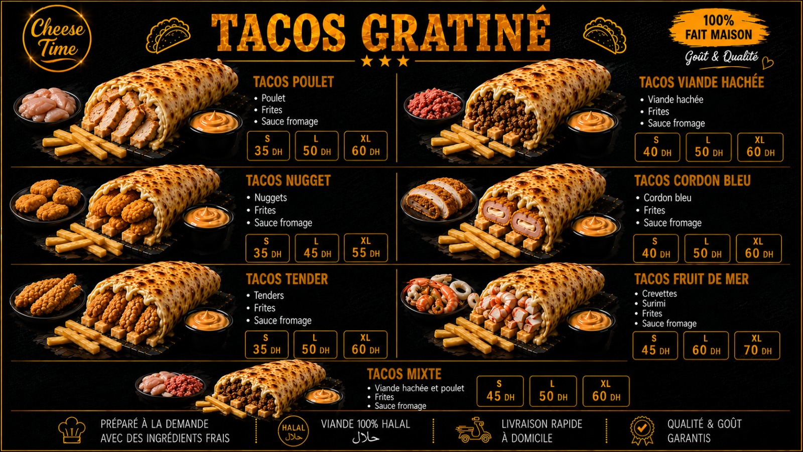 Sélection de tacos gratinés Cheese Time
